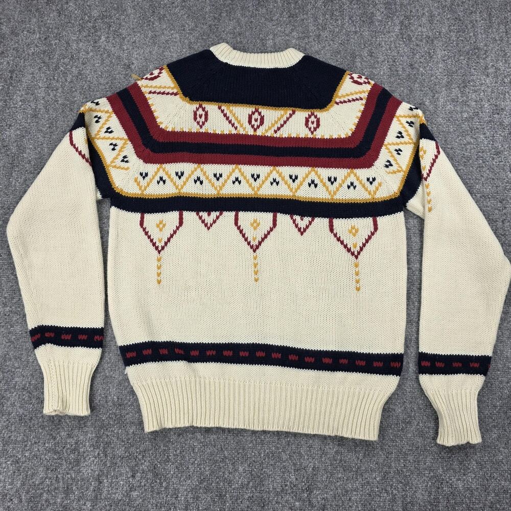 Youngbloods Sweater Men Medium Cream Southwestern Aztec Acrylic Knit Pullover 90 - Picture 3 of 16
